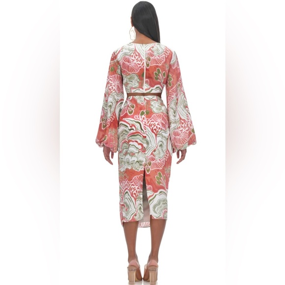 NWT Andrea Iyamah Swimwear Set Behati Abstract Mushroom Cropped Top  Size Large - Picture 2 of 3